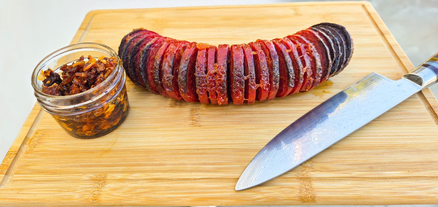 Hasselback Salami with Chili Crisps