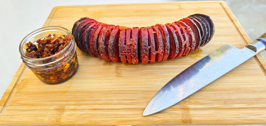 Hasselback Salami with Chili Crisps